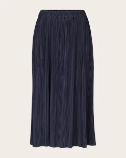 Samsoe Samsoe Robes, Jupes-Uma pleated long skirt in jersey Bleu marine