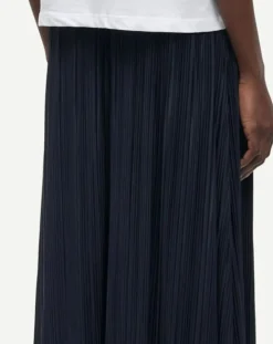 Samsoe Samsoe Robes, Jupes-Uma pleated long skirt in jersey Bleu marine