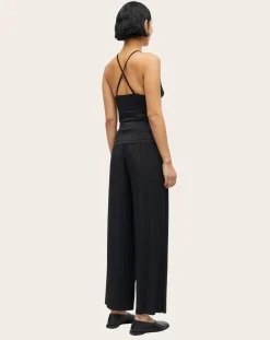 Samsoe Samsoe Pantalons, Jeans-Uma pleated pants in jersey Noir