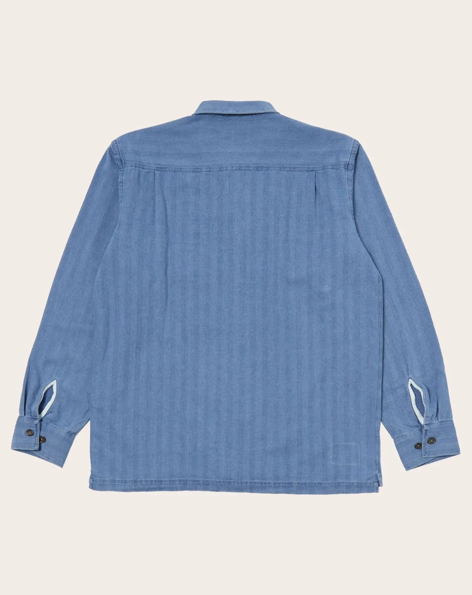 Universal Works Chemises-Utility Herringbone shirt Washed Blue