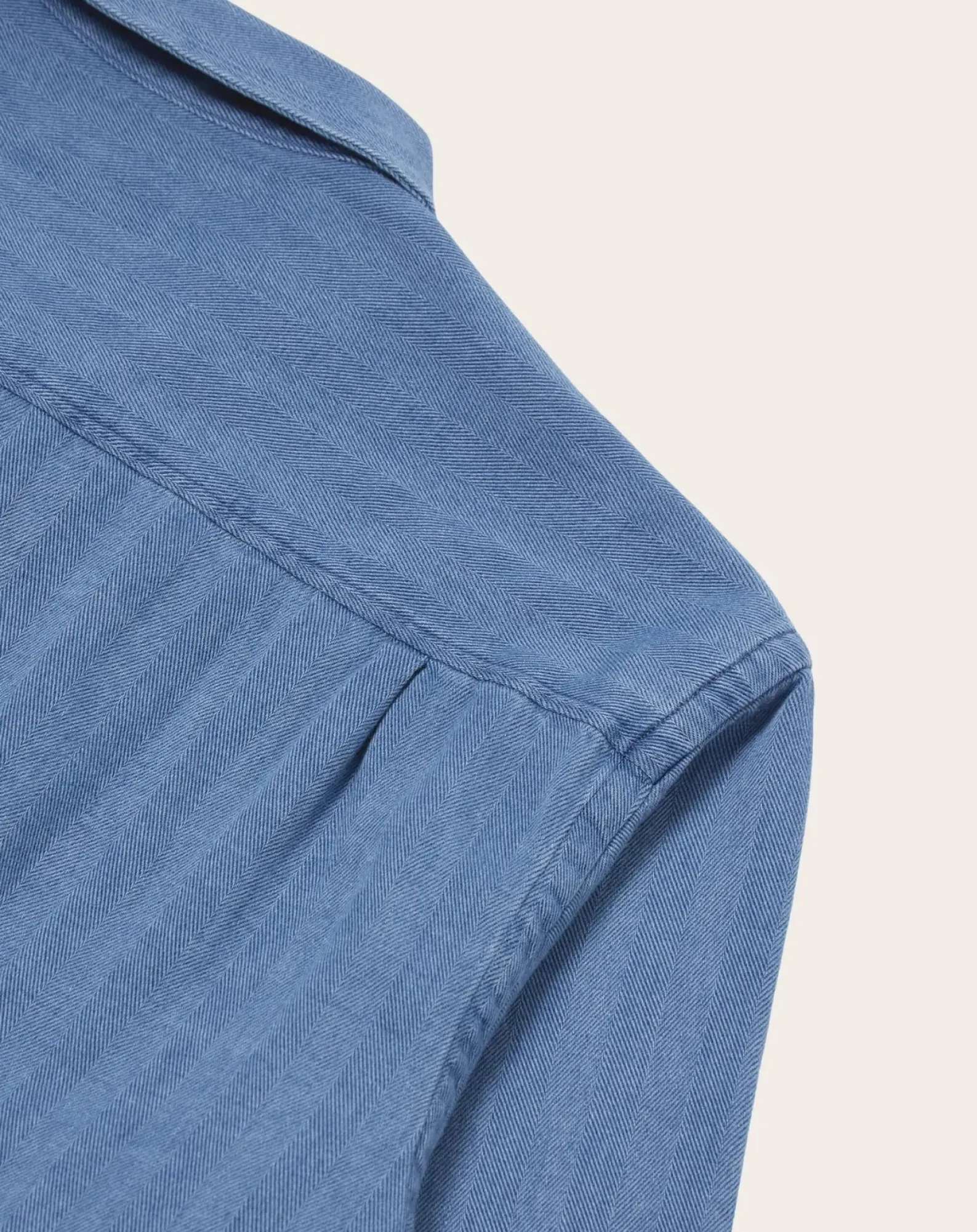 Universal Works Chemises-Utility Herringbone shirt Washed Blue