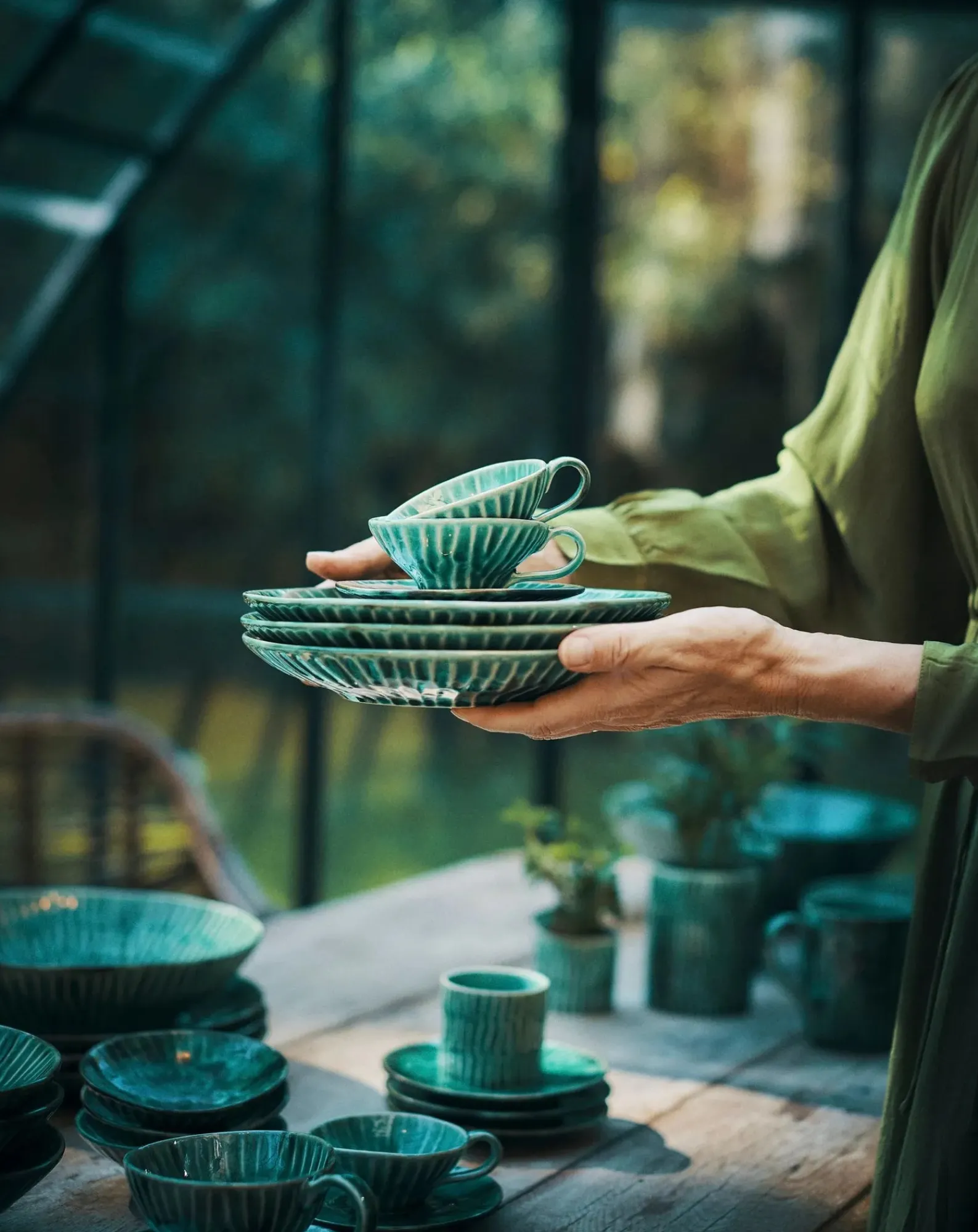 Serax Vaisselle-Verde Lanza plates, Pascale Naessens - Set of 2 Vert