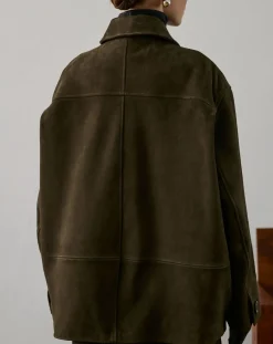 Soeur Vestes, Manteaux-Vincenzo Leather Jacket Kaki foncé