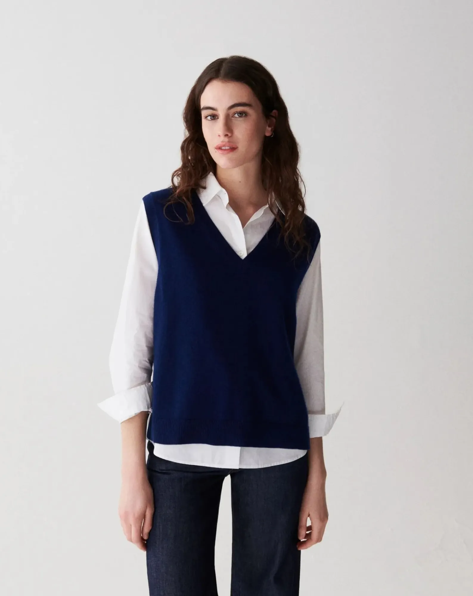 Bompard Pulls, Gilets-V-neck Sleeveless Cashmere Sweater Bleu marine