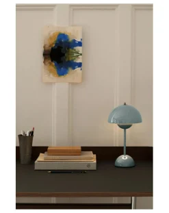 & Tradition Lampes À Poser-VP9 Flowerpot Portable Table Lamp, Vernon Panton Bleu gris