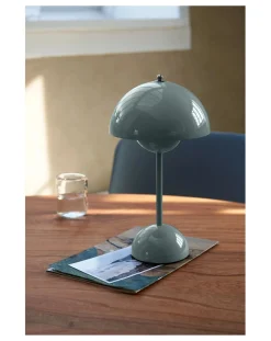 & Tradition Lampes À Poser-VP9 Flowerpot Portable Table Lamp, Vernon Panton Bleu gris