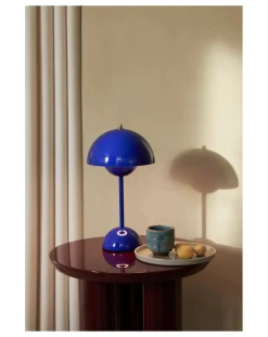 & Tradition Lampes À Poser-VP9 Flowerpot Portable Table Lamp, Vernon Panton Bleu