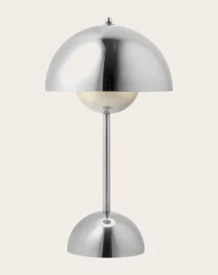 & Tradition Lampes À Poser-VP9 Flowerpot Portable Table Lamp, Vernon Panton Chromé
