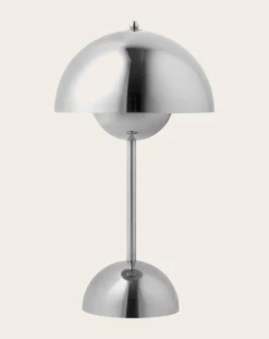 & Tradition Lampes À Poser-VP9 Flowerpot Portable Table Lamp, Vernon Panton Chromé