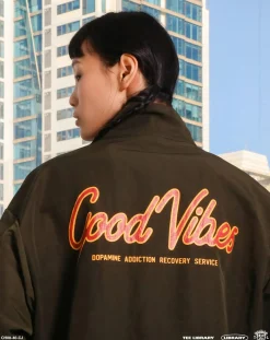 TEE LIBRARY Tee-Shirts, Polos-What Life is-Good Vibes Nylon Jacket Noir