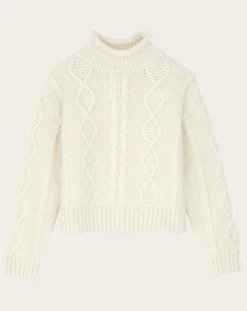 Skall Studio Pulls, Gilets-White Sun Merino Wool Sweater Ecru