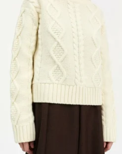 Skall Studio Pulls, Gilets-White Sun Merino Wool Sweater Ecru
