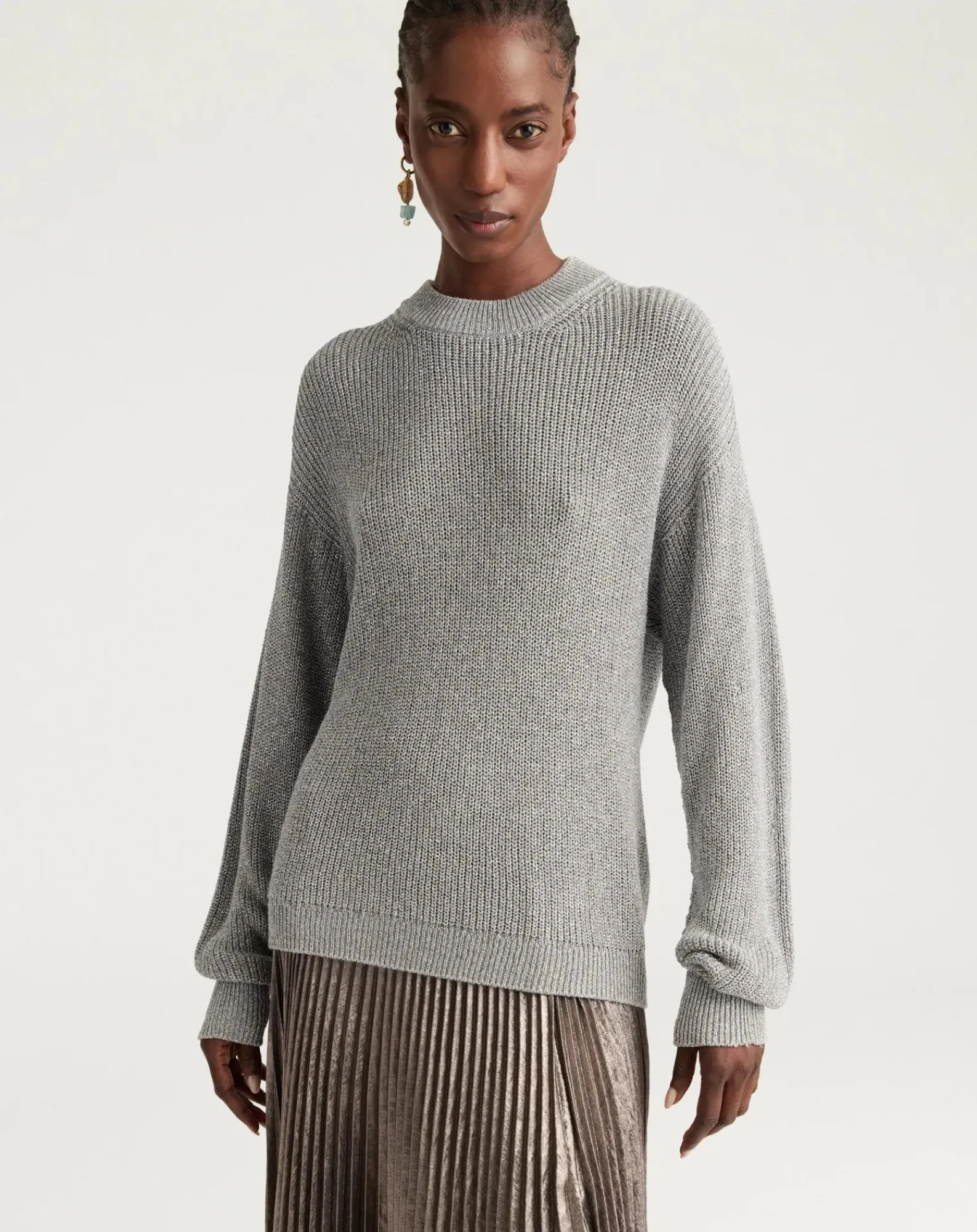 Momoni Pulls, Gilets-Windsor Sweater Metallic Argenté