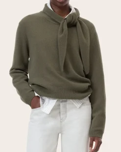 Closed Pulls, Gilets-Wool lavallière neck sweater Vert