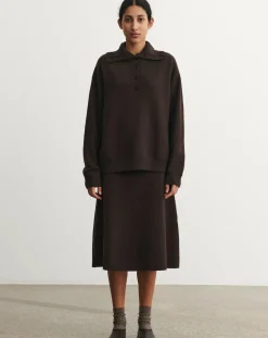 FUB Robes, Jupes-Wool Merino Felt Skirt - Women's Collection Marron