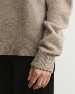 FUB Pulls, Gilets-Wool Round Neck Sweater - Women's Collection Beige