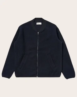 Universal Works Vestes, Manteaux-Zipped Bomber Bleu marine