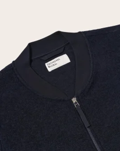 Universal Works Vestes, Manteaux-Zipped Bomber Bleu marine
