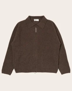 Universal Works Pulls, Gilets-Zipped Cardigan Marron