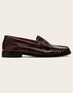Augusta Derbies, Mocassins-Zoe Crocodile Effect Loafers Chocolat