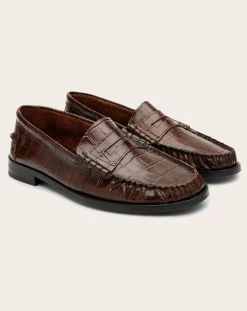 Augusta Derbies, Mocassins-Zoe Crocodile Effect Loafers Chocolat