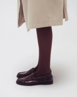 Augusta Derbies, Mocassins-Zoe Crocodile Effect Loafers Chocolat