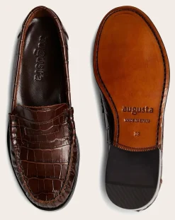 Augusta Derbies, Mocassins-Zoe Crocodile Effect Loafers Chocolat