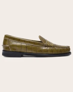 Augusta Derbies, Mocassins-Zoe Crocodile Effect Loafers Vert olive