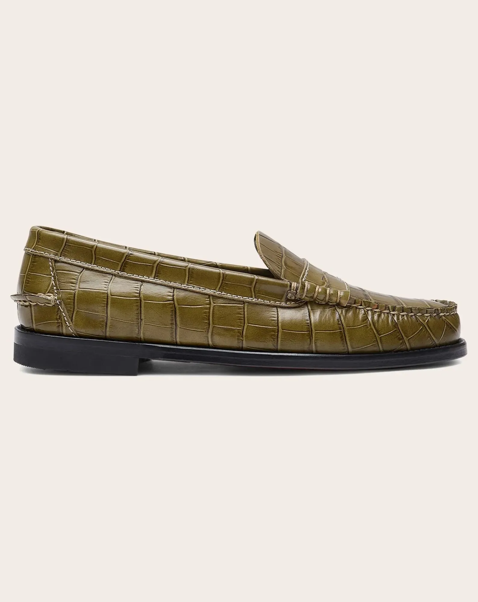 Augusta Derbies, Mocassins-Zoe Crocodile Effect Loafers Vert olive