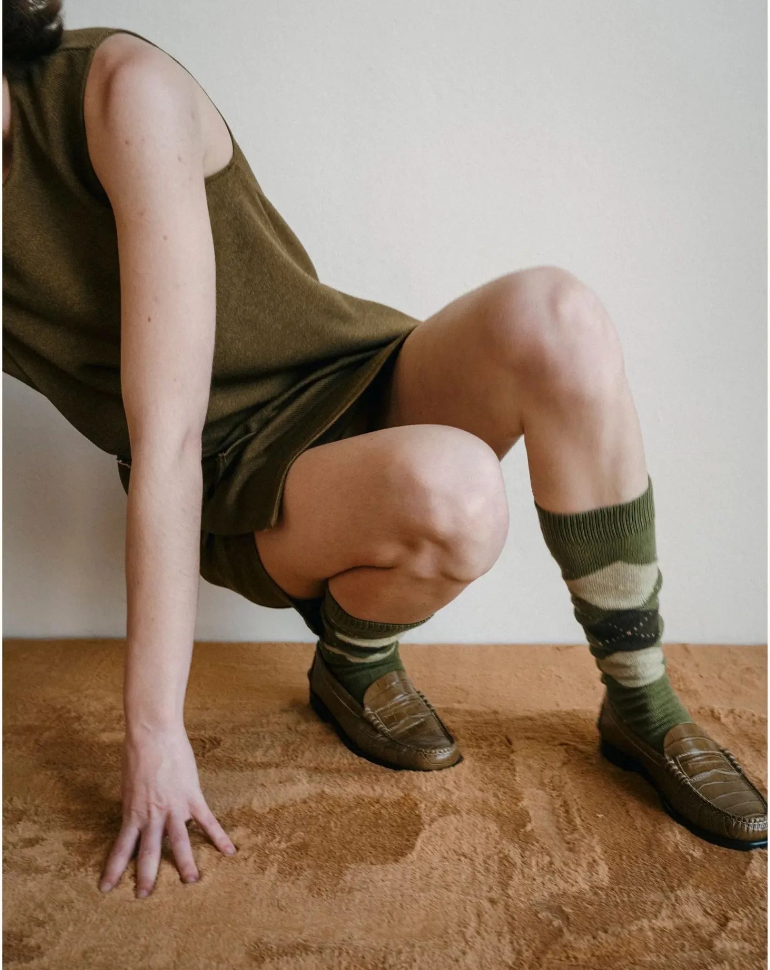 Augusta Derbies, Mocassins-Zoe Crocodile Effect Loafers Vert olive